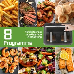 GOURMETmaxx AirGenius heteluchtfriteuse 9L met 2x4,5L kamers en 8 programma’s – geschikt voor 8 personen – touchscreen bediening — thumbnail 8