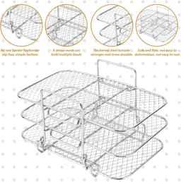 Airfryer accessoires, 3 etages heteluchtfriteuse, Grillrooster voor Ninja Foodi Dual Zone AF300EU/ AF400EU, Air Fryer Rack multifunctioneel, heteluchtfriteuse accessoires — thumbnail 3
