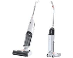 Aafinity Steelstofzuiger - Draadloze stofzuiger - Stofzuiger met dweilfunctie - wit - Dubbele watertank - 5500 PA Zuigkracht