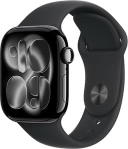 Apple Watch 11 - Wifi - 42mm - Jet Black Aluminium Case with Black Sport Band - M/L — thumbnail 1