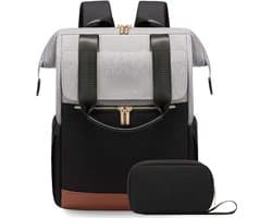 Laptop rugzak - Rugzak met Laptopvak 15.6 Inch- Reisrugzak Dames Waterdicht - Grote Handtas Rugzak Reizen - Zakelijke Handbagage voor Reizen Vakantie Kantoor - Lichtgrijs en zwart kleurenschema - Draagbaar en kan meegenomen worden in het vliegtuig