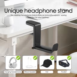 Houder voor hoofdtelefoon met 360° draaibare haak - Verstelbare tafelklem voor headset — thumbnail 2