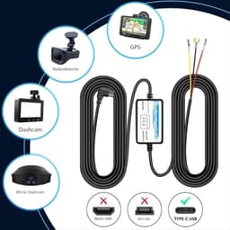 Gsedaox-Dashcam Hardwire Kit-12-24V la Type-C 5V/2A-3.5mMultisize Hardware Kit Dashcam voor auto-Accustroom - Constante Voedin — thumbnail 5