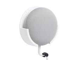 Muurbeugel geschikt voor Google Nest Mini 2 Wallmount – Stevige en strakke houder voor elke ruimte – Wit - Wandhouder compatibel met Google Nest Hub (2e generatie) – Muurbeugel / wall mount – Wit – Standaard houder voor smart display