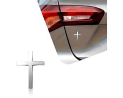 VANDAAG VERZONDEN - Sticker - Kruis - Staal 3D - Jesus - Christelijk - Auto Laptop