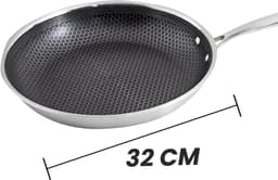 Cheffinger, Wok 32cm met honingraatcoating en lange steel, Zilver — thumbnail 3