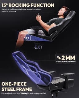 Dowinx Gamingstoel - Ergonomische Bureaustoel - 200 kg Draagvermogen - 4D Armleuningen - Lendensteun - Verstelbaar - Zwart — thumbnail 4