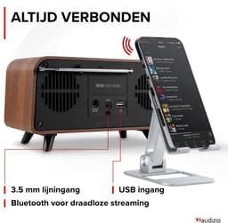 DAB radio - Audizio Desio - Retro radio - DAB, DAB+ en FM - Radio met Bluetooth - Houtlook donker — thumbnail 4