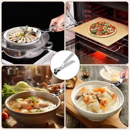 2 stuk - Komklem - Anti-verbrandings klem - RVS bordklem - Multifunctionele keukentang - Klemmen voor hete platen - Keukengereedschap - Antislipontwerp - Bakplaat Klem - Geschikt voor Airfryer, stoompan, pan en kom, oven - 18,5*3*8cm - zilver — thumbnail 5