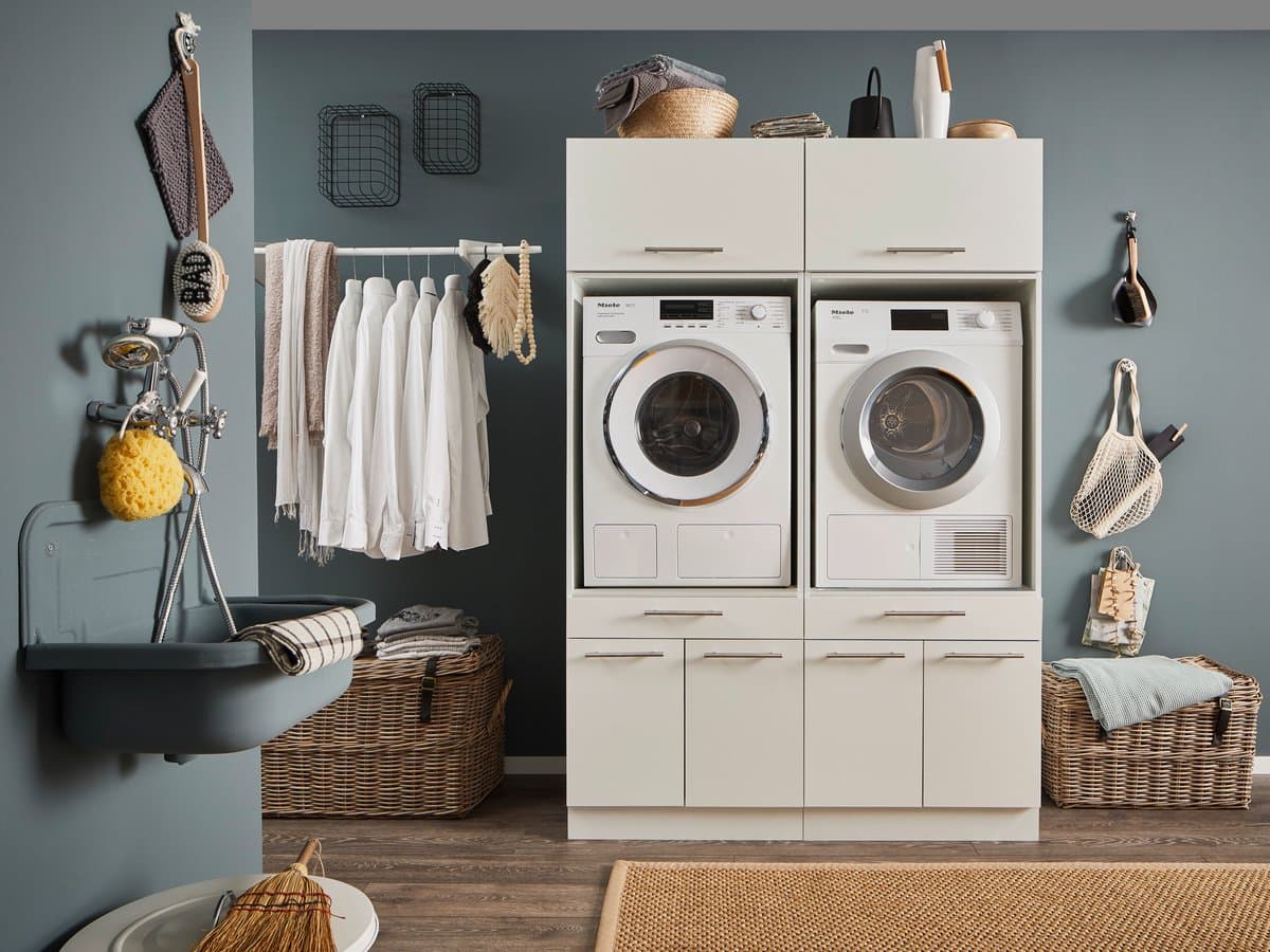 Laundry Duo Wasmachine kast met bovenkasten - Wit - Hoogte 200cm — afbeelding 1