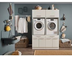 Laundry Duo Wasmachine kast met bovenkasten - Wit - Hoogte 200cm