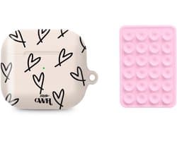 xoxo Wildhearts AirPods hoesje All Yours Beige & Zwart + Telefoonsticker Stick On Me Square Lichtroze – geschikt voor AirPods 4
