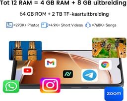 Blackview WAVE 9C Smartphone - 4G Dual SIM - 12 RAM 64GB ROM - Octa Core - 6.56 inch - Android 15 - 32GB TF kaart - Ringhouder Telefoonhoesje - Blauw — thumbnail 3