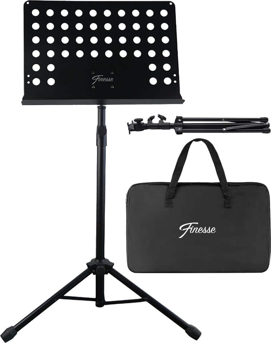 Finesse Muziekstandaard voor Bladmuziek - XL - Opvouwbaar - met Draagtas - Lessenaar - voor Tablet - Zwart — afbeelding 1