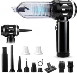 NETTLIFE - Kruimelzuiger - Handstofzuiger - Accu Mini Stofzuiger Draadloos - 25000Pa - 4-in-1 Autostoofzuiger - 3 standen - Draagbare stofzuiger - voor auto Huishouden Dierenharen - Zwart — thumbnail 1