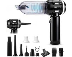 NETTLIFE - Kruimelzuiger - Handstofzuiger - Accu Mini Stofzuiger Draadloos - 25000Pa - 4-in-1 Autostoofzuiger - 3 standen - Draagbare stofzuiger - voor auto Huishouden Dierenharen - Zwart