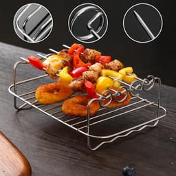 AF400EU Heteluchtfriteuse, grillrooster met 4 spiesen, airfryer-frame, 304 roestvrij staal, stoomrek, multifunctionele airfryer-accessoires, compatibel met de meeste heteluchtfriteuses AF300EU — thumbnail 5