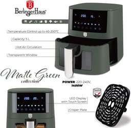 Berlinger Haus Airfryer XL - Mat groen — thumbnail 3