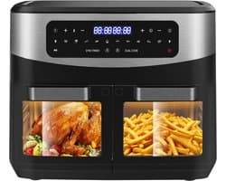 Dewelling Heteluchtfriteuse KDFO-5511DTW - XXL Airfryer 12L met 2 Zones - Afneembare Scheidingswand - Kijkvenster - 2600W - 50-200°C