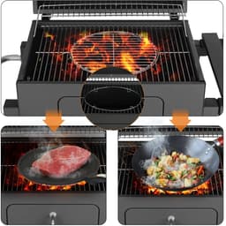 DoneMore® - Houtskool Barbecue Grill - Verrijdbare BBQ met 2 Wielen - verstelbare temperatuur - XL grilloppervlak - Zwart Staal - 113×53,5×100 cm — thumbnail 3