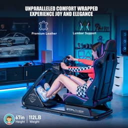 GTPLAYER - Simulator Cockpit - Met Luidsprekers en Stuurwiel Steun - Paars — thumbnail 3