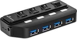 USB 3.0 Hub 1 op 4 Met Afzonderlijke Schakelaars En Voeding Voor Tot Vier Apparaten — thumbnail 1