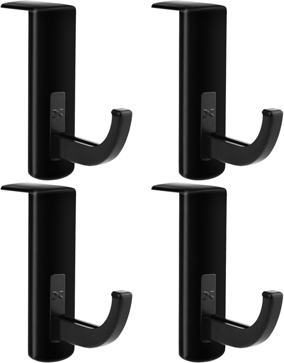 Koptelefoonhouders - 4 Stuks - Headset Haak - Headset Hanger - Kunststof - Klevend - voor PC-monitor/Bureau - 7.5*2.5*5.3cm - Zwart — afbeelding 1