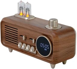 Retro Clock Radio Speaker met Buizenlamp Design – Digitale Klok & Nachtlamp – 7W Speaker – FM Radio & Bluetooth 5.4 — thumbnail 2