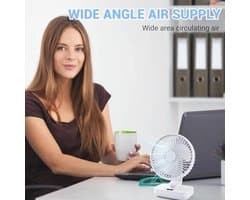 Draagbare Tafelventilator met Automatische Oscillatie en 4 Snelheden - USB Mini Ventilator voor Kantoor, Kampeer en Thuisgebruik