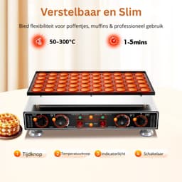 ElevateCommerce - Poffertjesmaker Elektrisch – Poffertjespan 50 stuks – Anti-aanbak – Instelbare Temperatuur – Professionele Mini Dutch Pancake Machine — thumbnail 3