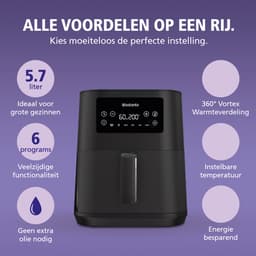 Brabantia Airfryer XXL - 5.7 liter - Digitaal Touchscreen - 6 Kookprogramma's - Tot 5 Personen - 80ºC tot 200ºC - 1700 Watt - BBEK1137 — thumbnail 5