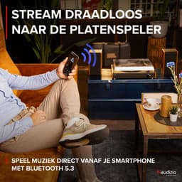 Retro Platenspeler - Audizio RP335BB - Platenspeler met boxen - Bluetooth - Voor alle LP’s - Bamboe — thumbnail 4