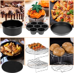 12-delige accessoireset voor heteluchtfriteuse - voor heteluchtfriteuse, bakplaten, taartpan 7 inch — thumbnail 6