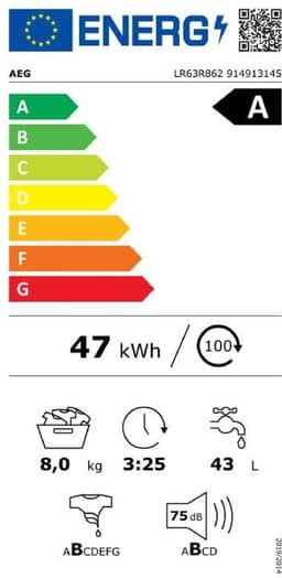 AEG LR63R862 6000 serie ProSense® – Wasmachine - Energielabel A - 1600 toeren - 8 kg - NL/FR — thumbnail 3
