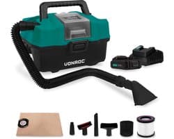 VONROC Compacte alleszuiger / stofzuiger - 20V - Incl. Diverse accessoires, 2x 2.0Ah accu en snellader