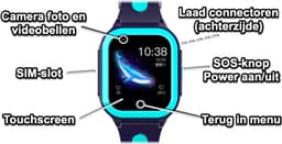 GPSHorlogeKids© - GPS horloge kind - smartwatch kinderen - WhatsApp - 4G videobellen - spatwaterdicht - SOS alarm - incl. SIM - OMNI Zwart — thumbnail 4