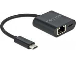 USB Type-C-adapter naar Gigabit LAN 10/100/1000 Mbps met Power Delivery Port Black