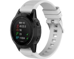 Strap-it Siliconen sport glossy bandje geschikt voor Garmin Fenix 5s - Plus & Sapphire - Fenix 6s - Pro & Sapphire - Fenix 7s / Fenix 8 - 43mm - Pro & Sapphire - Epix Pro (Gen 2) 42mm - Quickfit 20mm band voor Garmin smartwatches - wit