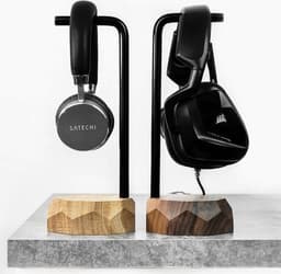 Oakywood Headphones Stand - Massief Walnoot - Echt Hout Koptelefoon Standaard Houder - Stijlvol Clean Desk Design — thumbnail 4