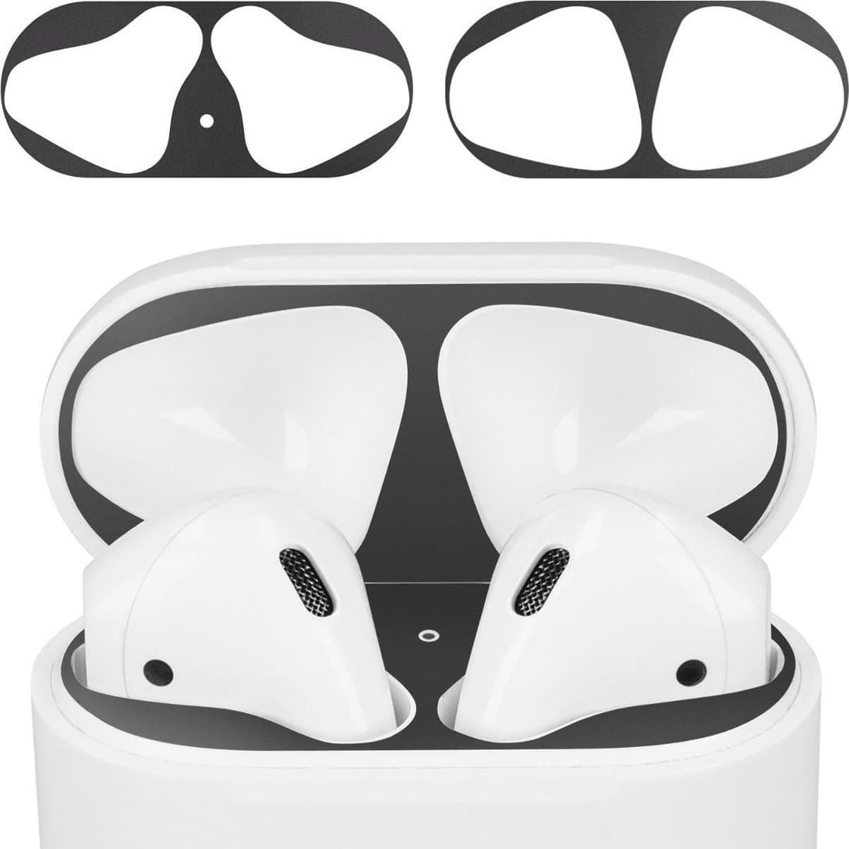 kwmobile anti-stof sticker geschikt voor Apple Airpods 1 & 2 - Stofbeschermer in zwart — afbeelding 1