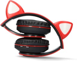 kinder koptelefoon kitty cat met led oortjes rood — thumbnail 3