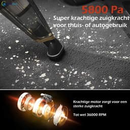 Cleanforce Kruimelzuiger snoerloos met extreme zuigkracht - Nat & Droog - Auto Stofzuiger - Voor Thuis & Auto — thumbnail 3