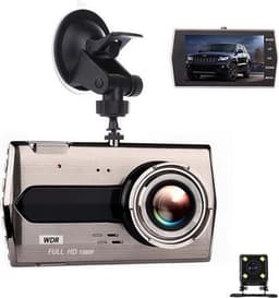 TechU™ Dashcam M14 Pro Dual Camera – Dashboardcamera – 4.0 inch IPS Scherm – Full HD 1080p – Loop Recording – Nachtvisie – Bewegingssensor – G-sensor – Autocamera Voor én Achter - voor auto — thumbnail 1
