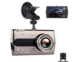TechU™ Dashcam M14 Pro Dual Camera – Dashboardcamera – 4.0 inch IPS Scherm – Full HD 1080p – Loop Recording – Nachtvisie – Bewegingssensor – G-sensor – Autocamera Voor én Achter - voor auto