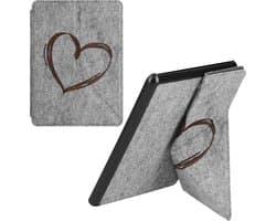 kwmobile vilten case voor e-reader - geschikt voor Amazon Kindle Paperwhite 11. Generation 2021 - Magnetische sluiting - Brushed Hart design