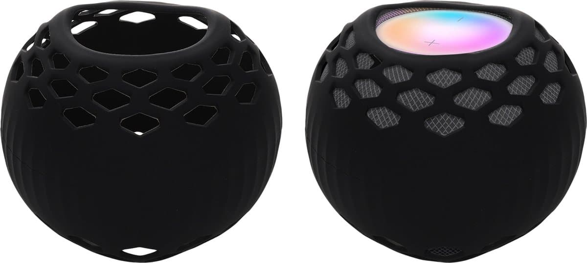 kwmobile siliconen hoesje voor mini-speaker - geschikt voor Apple Home Pod Mini - Flexibel materiaal - Speakercase in zwart — afbeelding 1