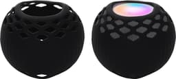 kwmobile siliconen hoesje voor mini-speaker - geschikt voor Apple Home Pod Mini - Flexibel materiaal - Speakercase in zwart — thumbnail 1