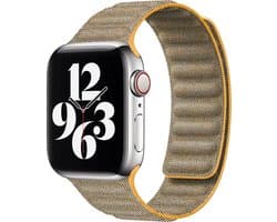 By Qubix - Geschikt voor Apple Watch bandje - Denim nylon bandje - Oker - Geschikt voor Apple Watch 38 mm / 40 mm / 41 mm / 42 mm - Smartwatch bandje - nylon - bandje iWatch