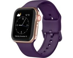 By Qubix - Geschikt voor Apple Watch bandje - Soft siliconen bandje met gespsluiting - Donkerpaars - Geschikt voor Apple Watch 38 mm / 40 mm / 41 mm / 42 mm - Smartwatch bandje