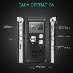 LOUZIR Digitale Dictafoon Voice Recorder 8GB Audio Opname Spraak Recorder met Display — thumbnail 2